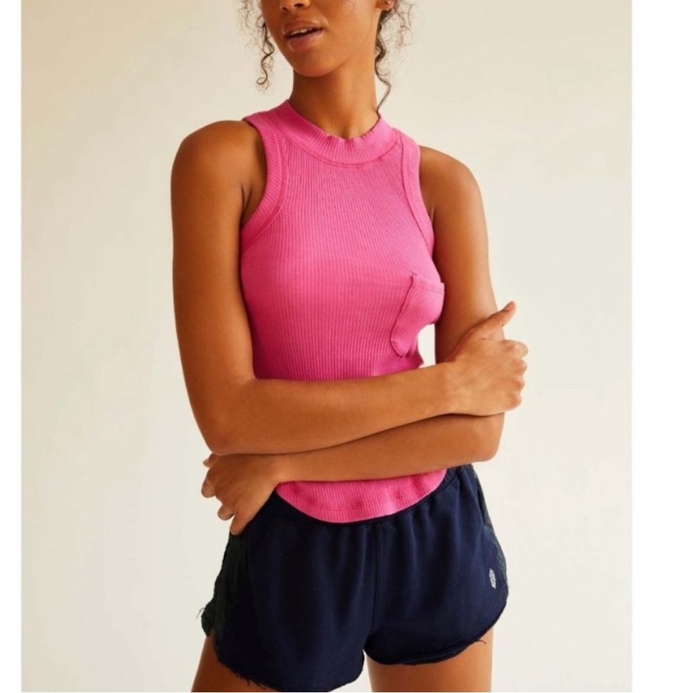 Free People FP Movement Wishful Solid Tank Top Fuchsia Flirt Pink